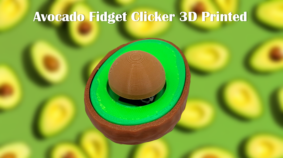 Avocado Fidget Clicker 3D Printed