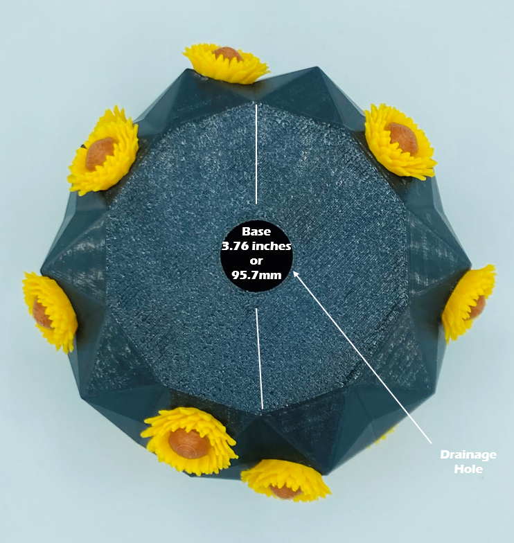 Sunflower Succulent Geometric Planter Pot with Drainage Hole 3D Printed