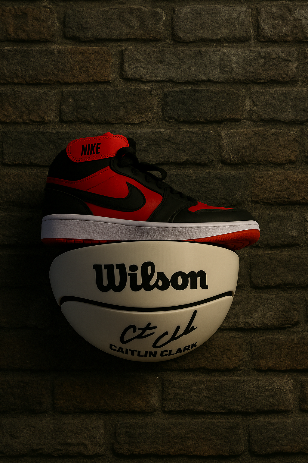 Limited Edition Caitlin Clark Inspired Floating Basketball Sneaker Display