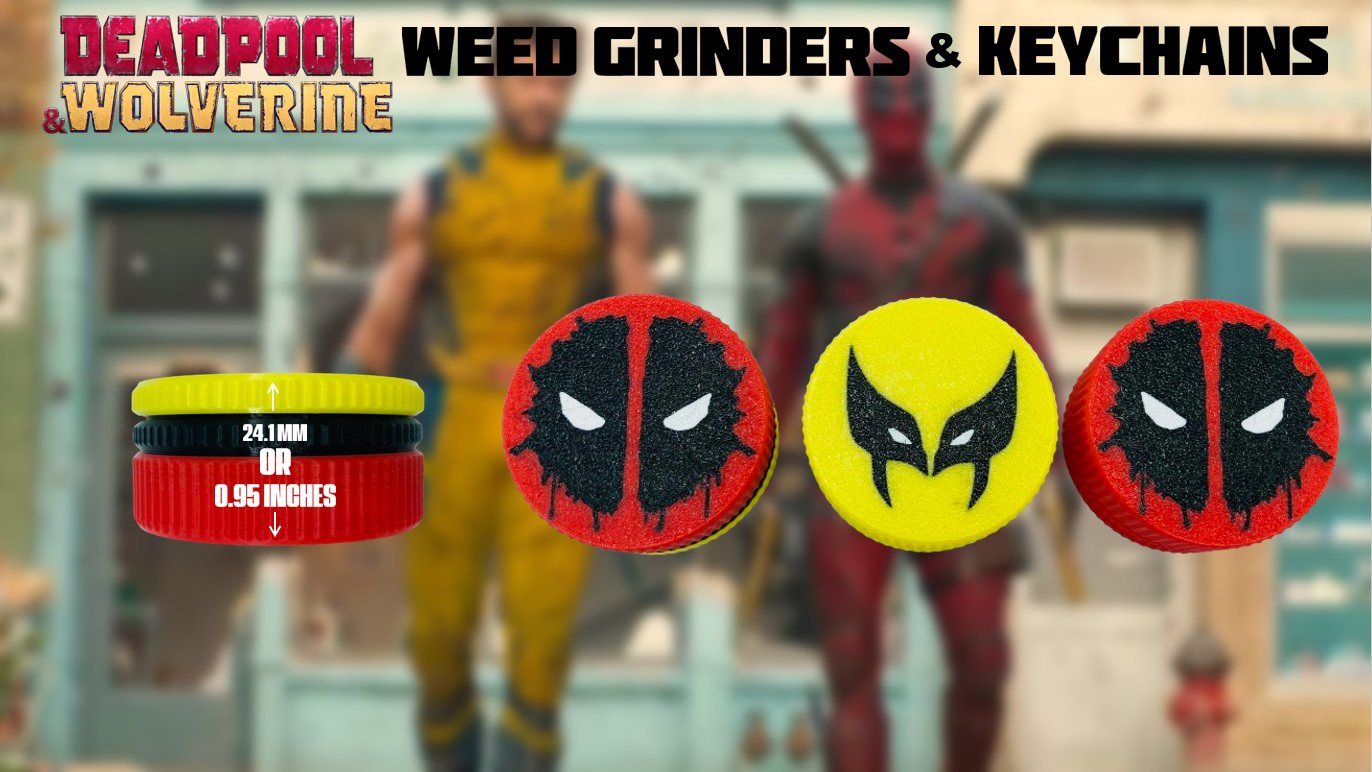Deadpool Wolverine Weed Grinders with Storage (3 Pack) & Keychains