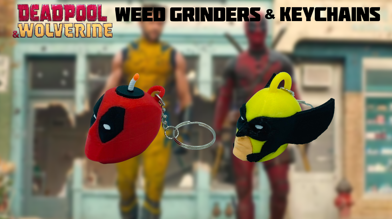 Deadpool Wolverine Weed Grinders with Storage (3 Pack) & Keychains