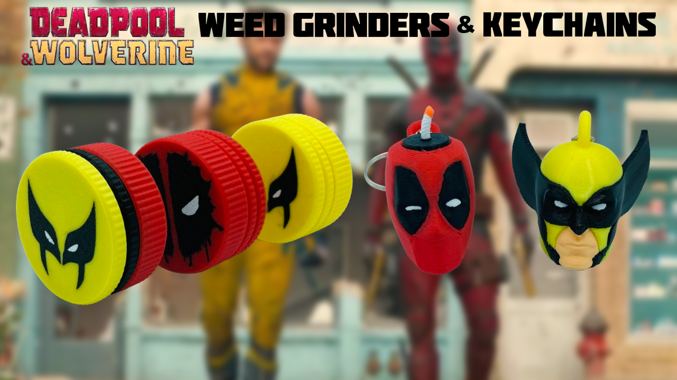 Deadpool Wolverine Weed Grinders with Storage (3 Pack) & Keychains