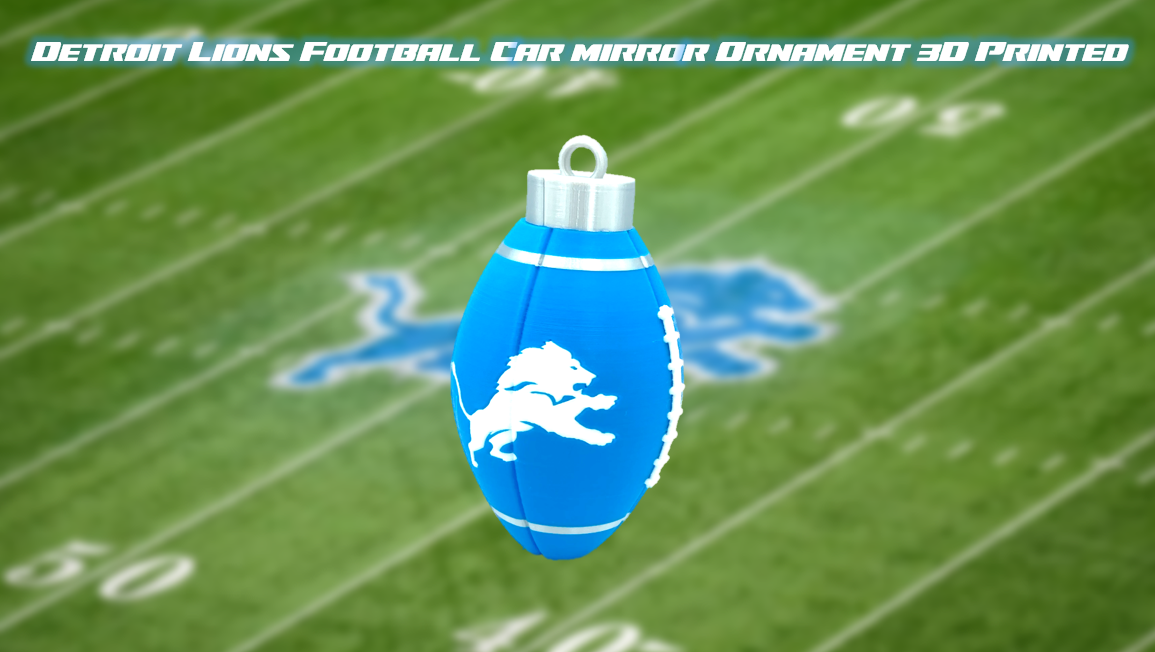 Detroit Lions Football Rearview Mirror Car Ornament & Keychain 3D Printed