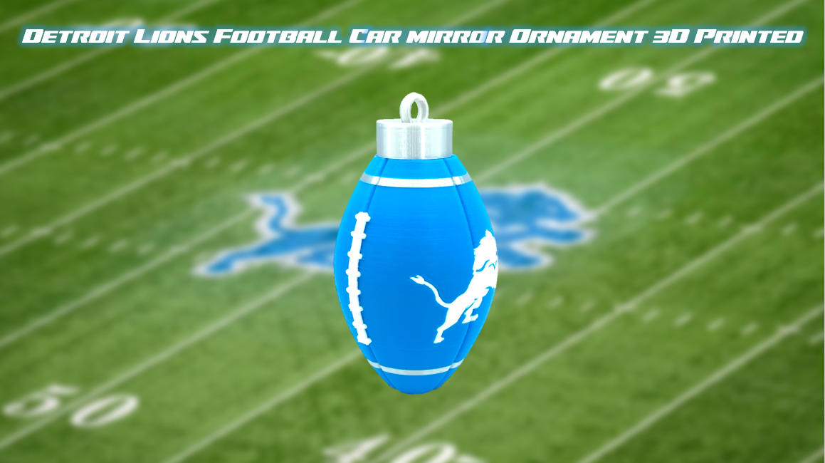 Detroit Lions Football Rearview Mirror Car Ornament & Keychain 3D Printed