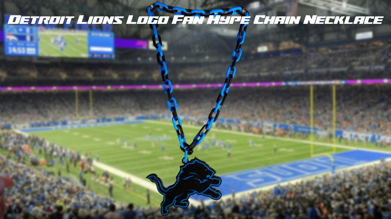 Detroit Lions Football Big Logo Fan Hype Chain Necklace 3D Printed
