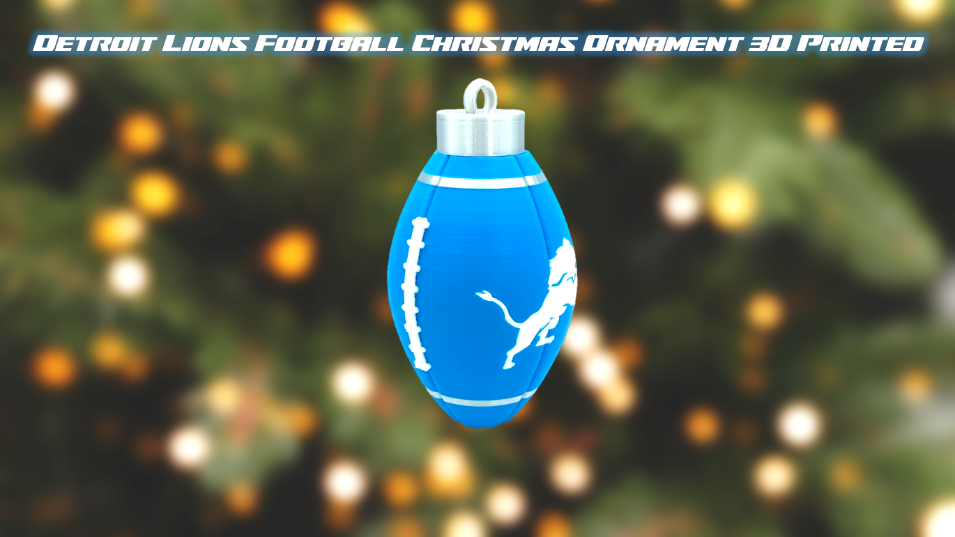 Detroit Lions Football Christmas Ornament 3D Printed