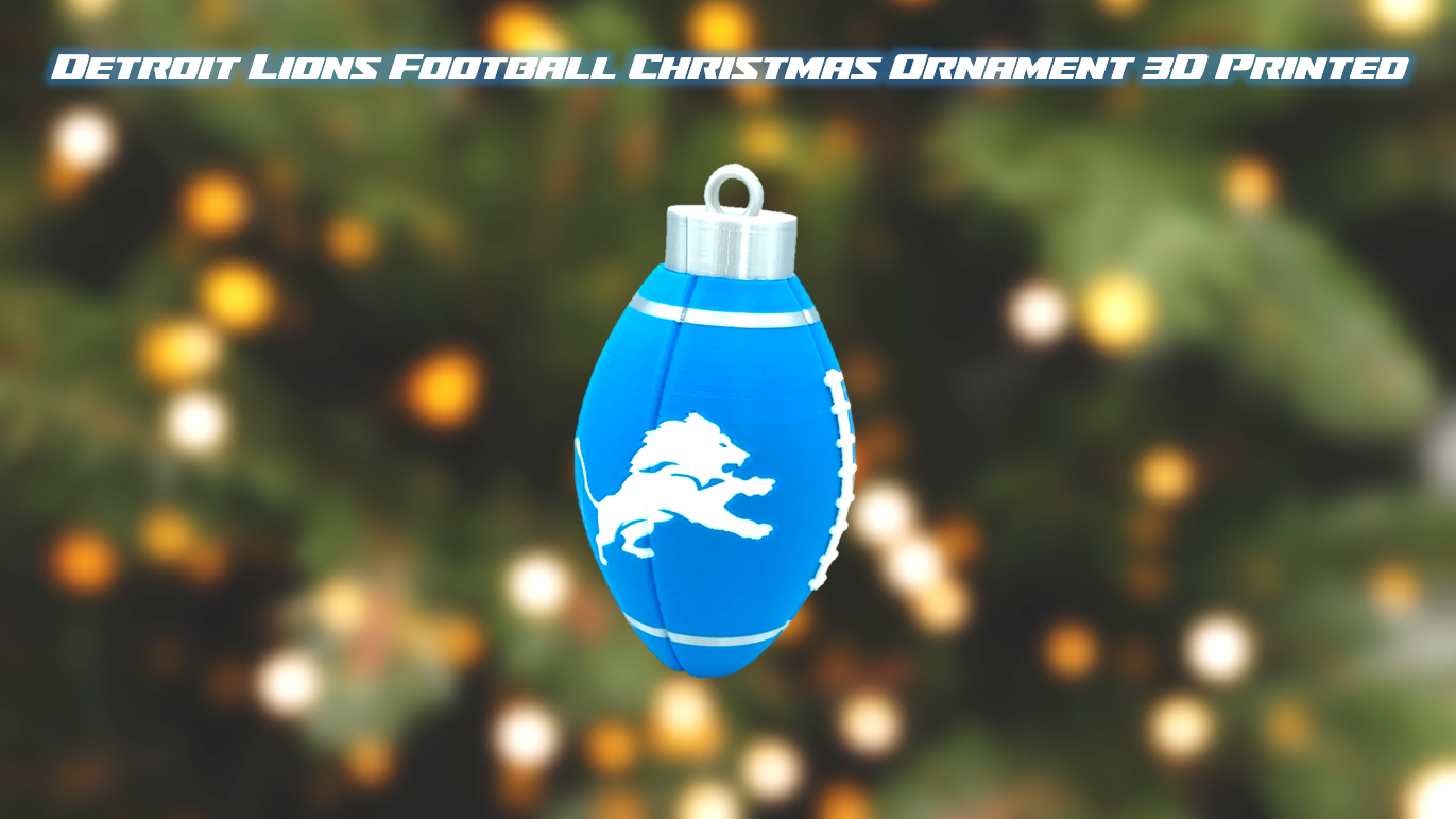 Detroit Lions Football Christmas Ornament 3D Printed