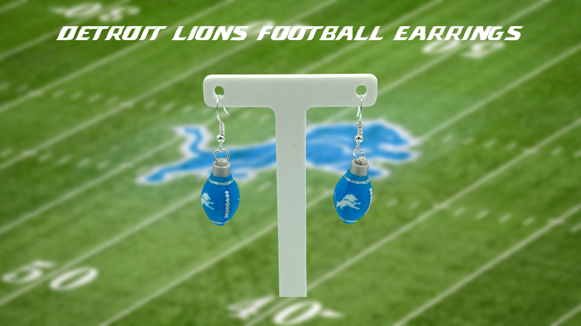 Detroit Lions Football Dangle Drop Earrings 3D Printed