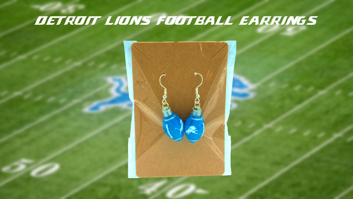Detroit Lions Football Dangle Drop Earrings 3D Printed