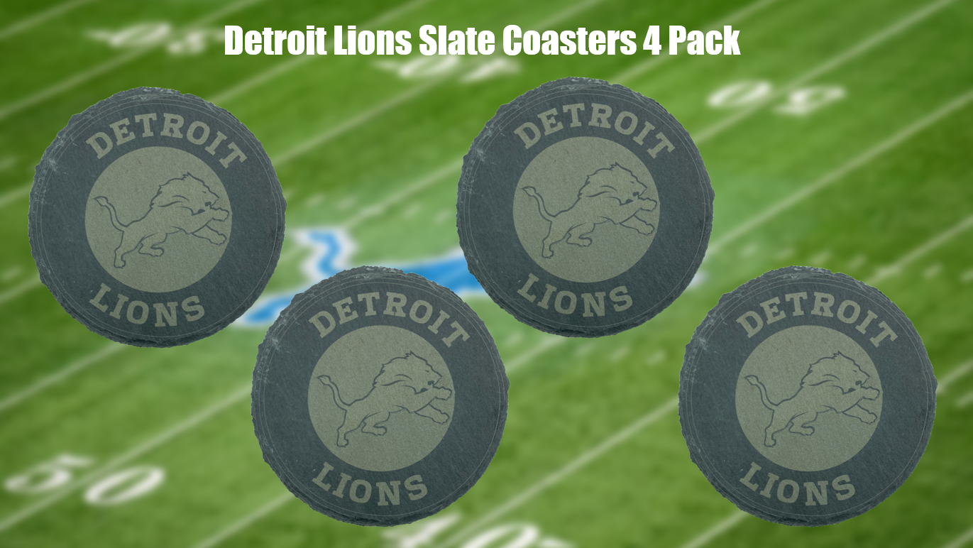 Detroit Lions Slate Coasters 4 Pack Laser Engraved
