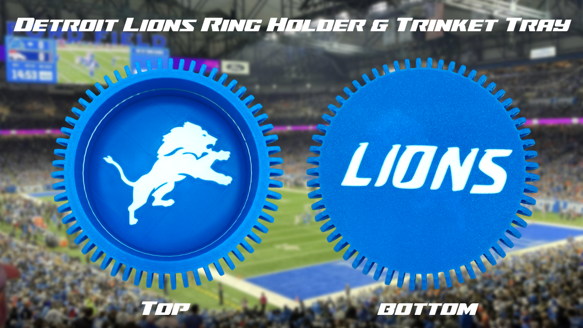 Detroit Lions Football Jewelry Dish Trinket Tray & Ring Holder 3D Printed