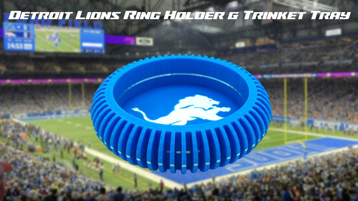Detroit Lions Football Jewelry Dish Trinket Tray & Ring Holder 3D Printed