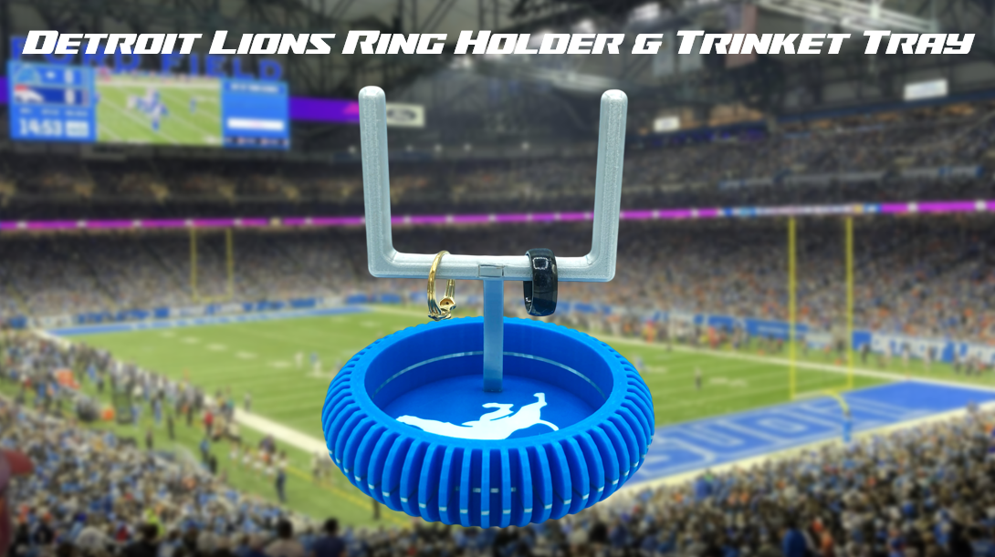 Detroit Lions Football Jewelry Dish Trinket Tray & Ring Holder 3D Printed