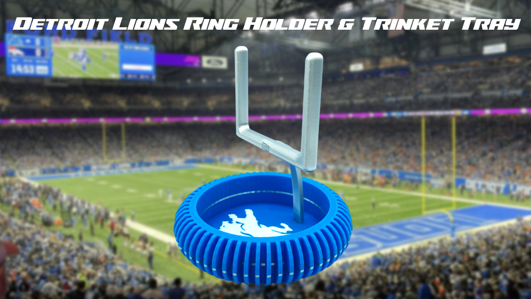 Detroit Lions Football Jewelry Dish Trinket Tray & Ring Holder 3D Printed
