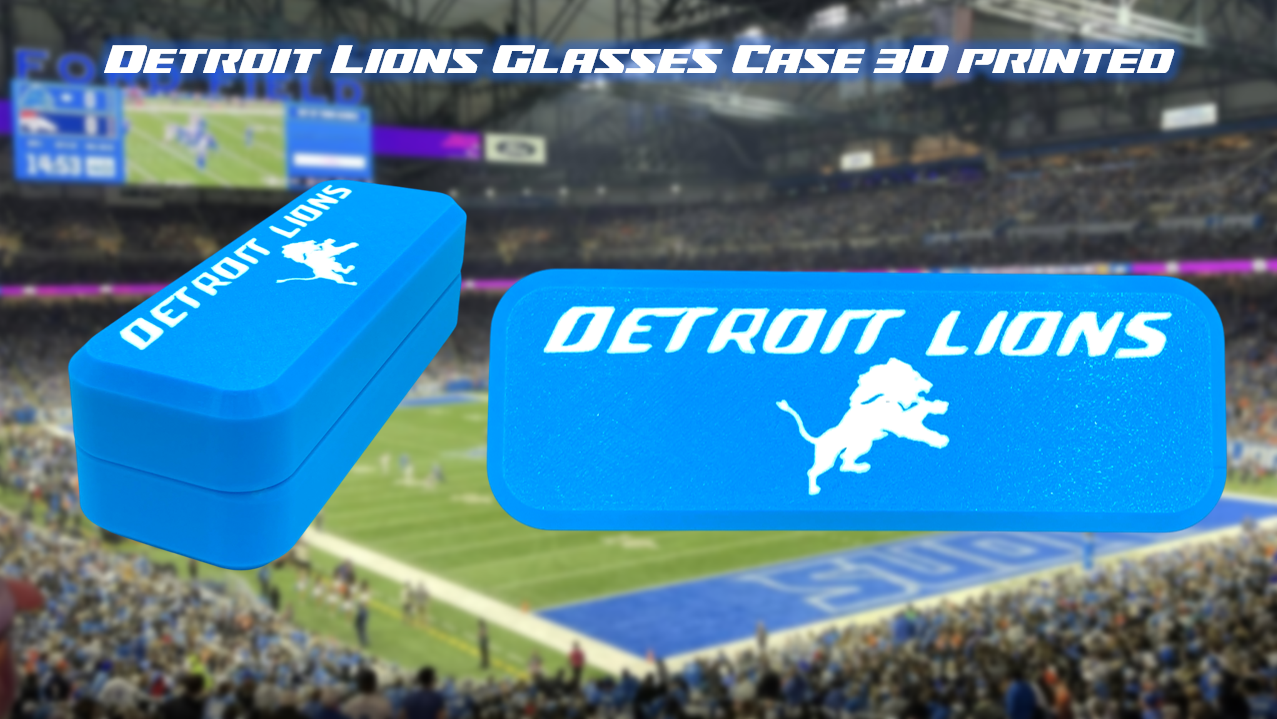 Detroit Lions Glasses Case with Magnetic Closure 3D Printed