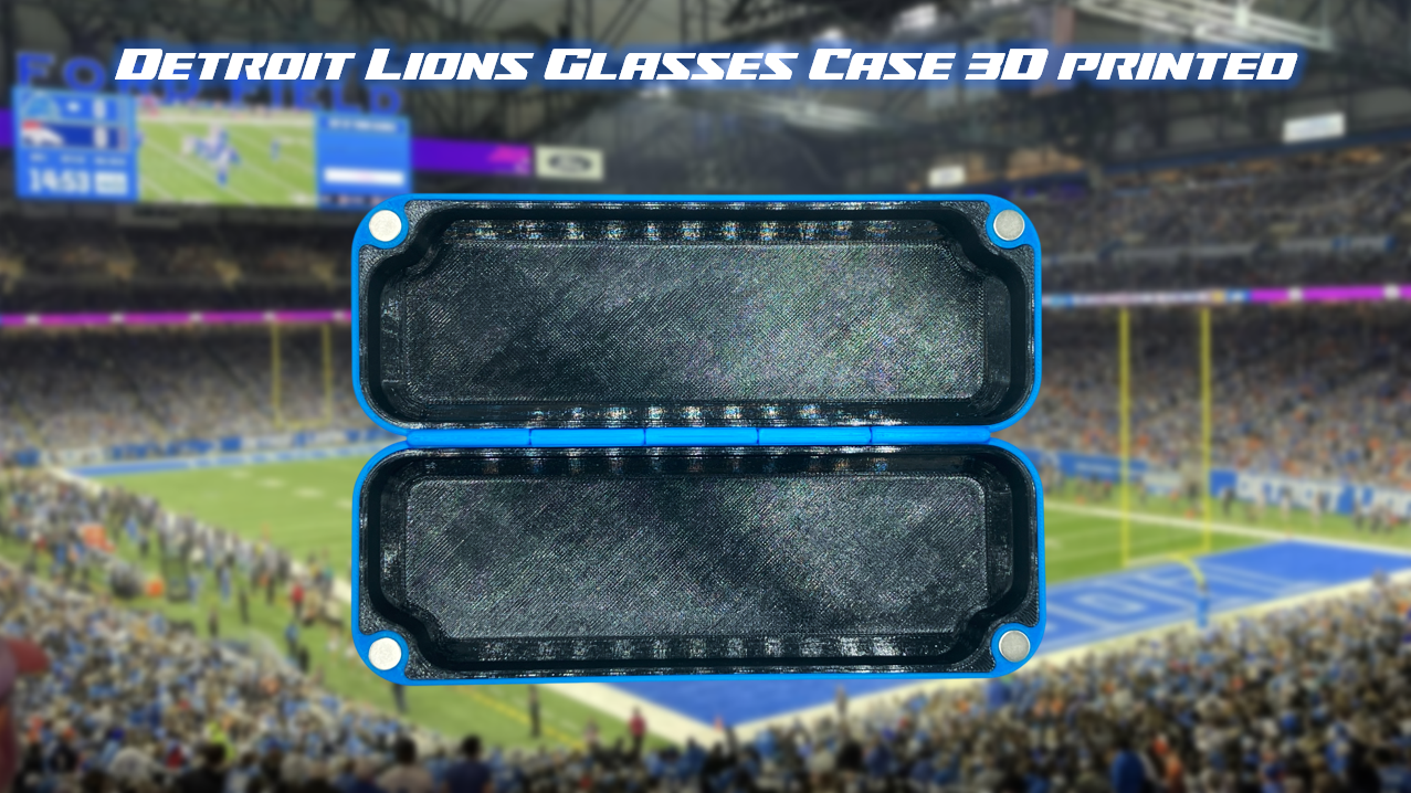 Detroit Lions Glasses Case with Magnetic Closure 3D Printed