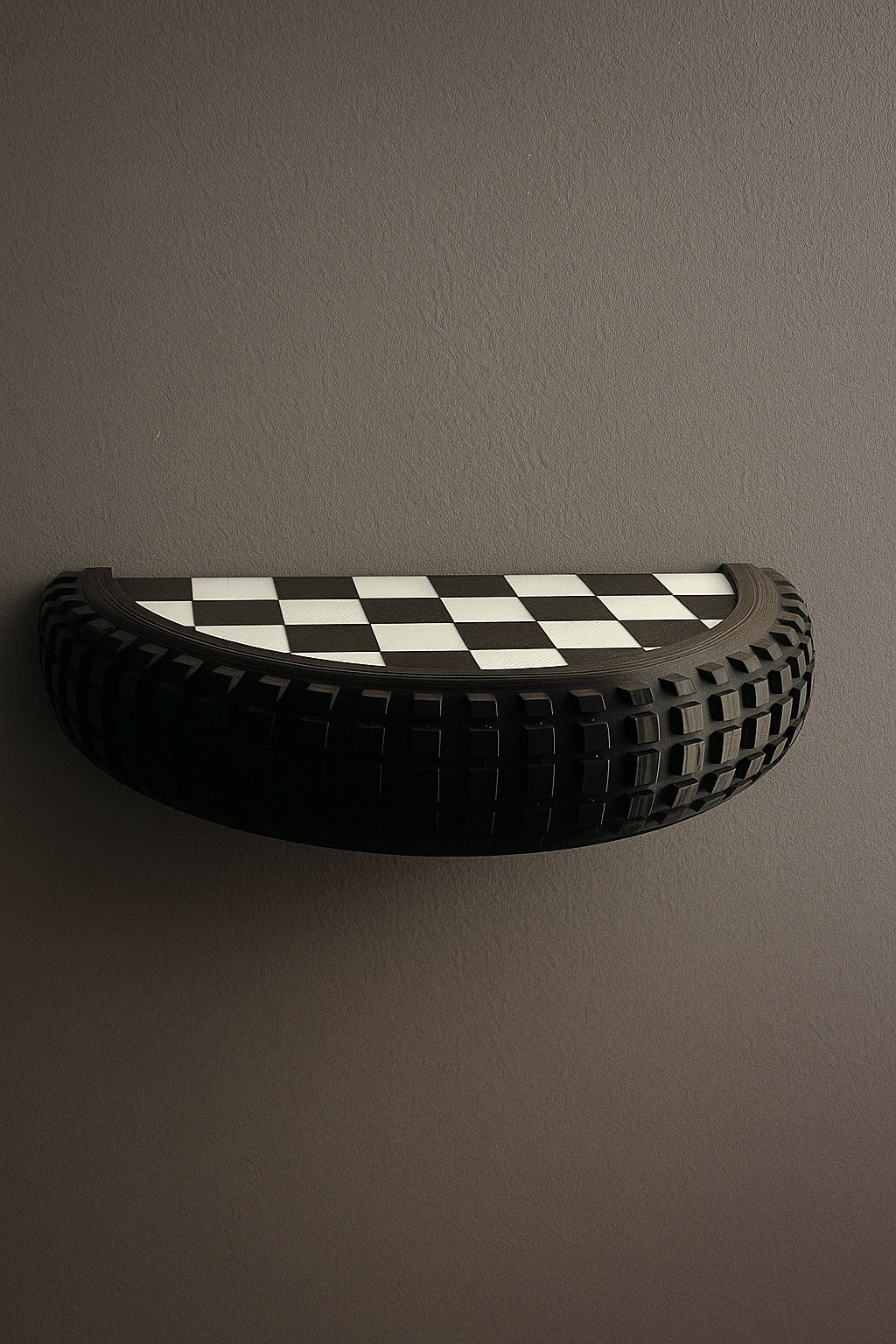 Dirtbike Tire Floating Wall Shelf – Race-Inspired Design