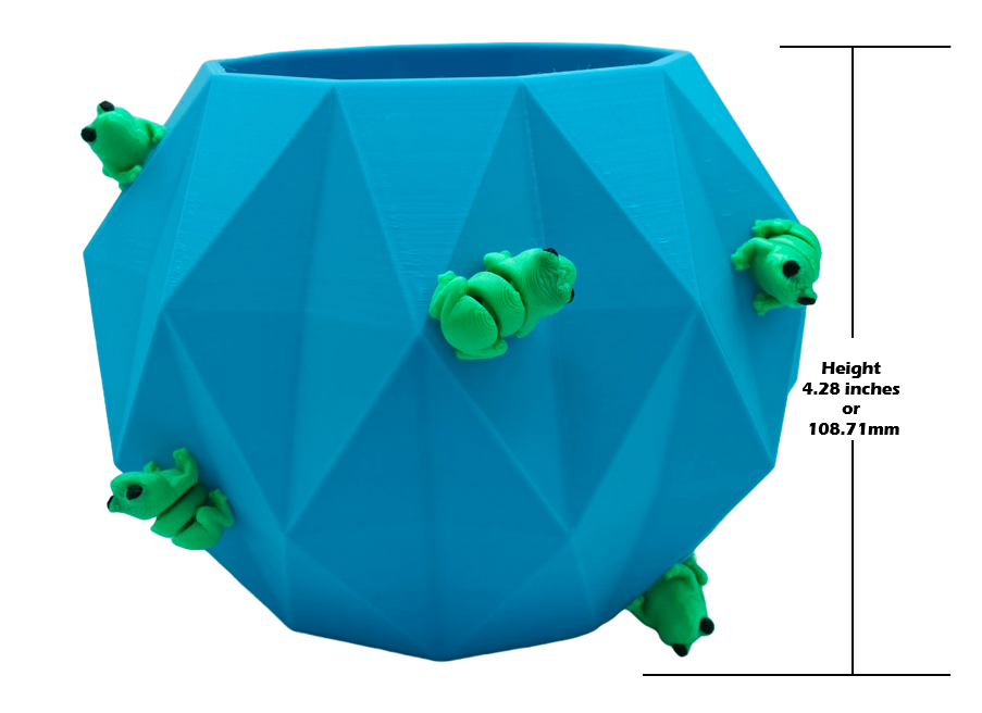 Frog Succulent Geometric Planter Pot with Drainage Hole 3D Printed