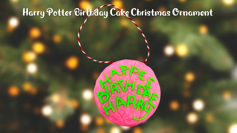Harry Potter Birthday Cake Christmas Ornament 3D Printed