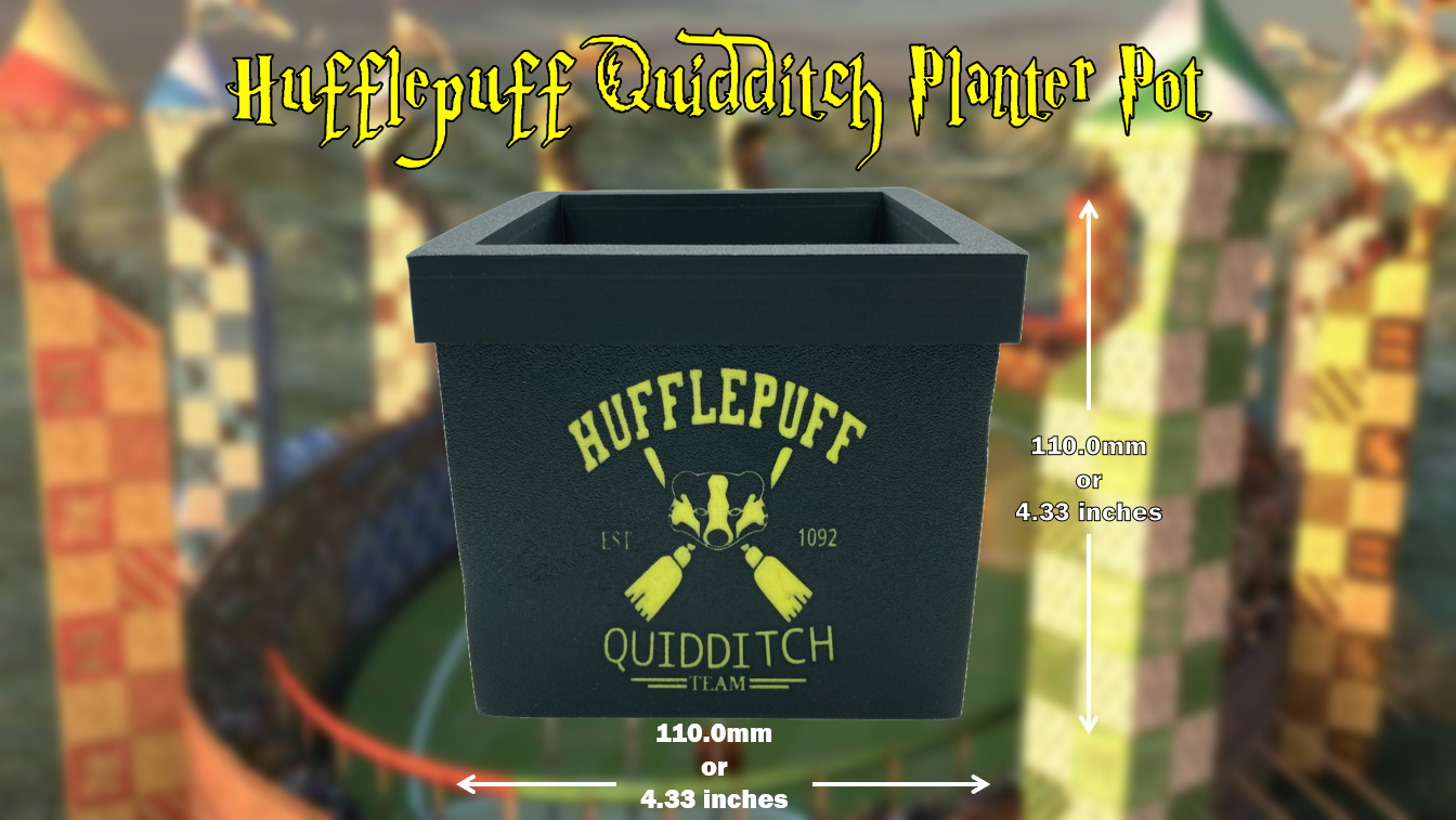 Hufflepuff Quidditch Team Planter Pot with Drainage Hole 3D Printed