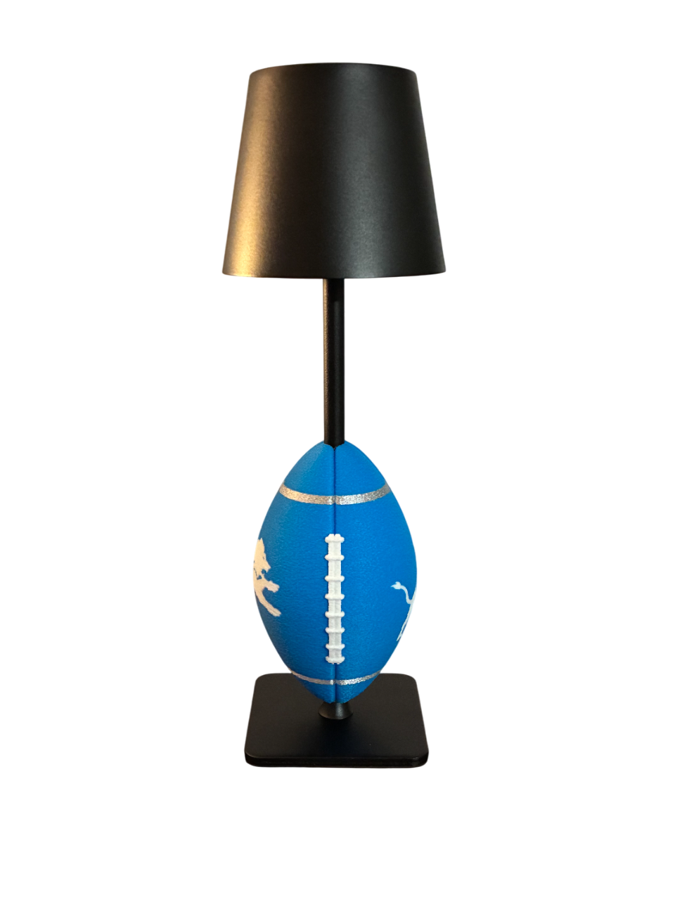 Detroit Lions Football Lamp – Rechargeable LED Light, Blue/Silver, Fuzzy Texture