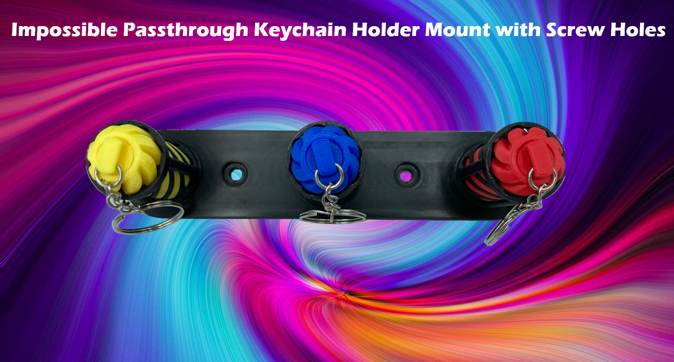 Impossible Passthrough Keyring Keychain Holder Mount with Screw Holes