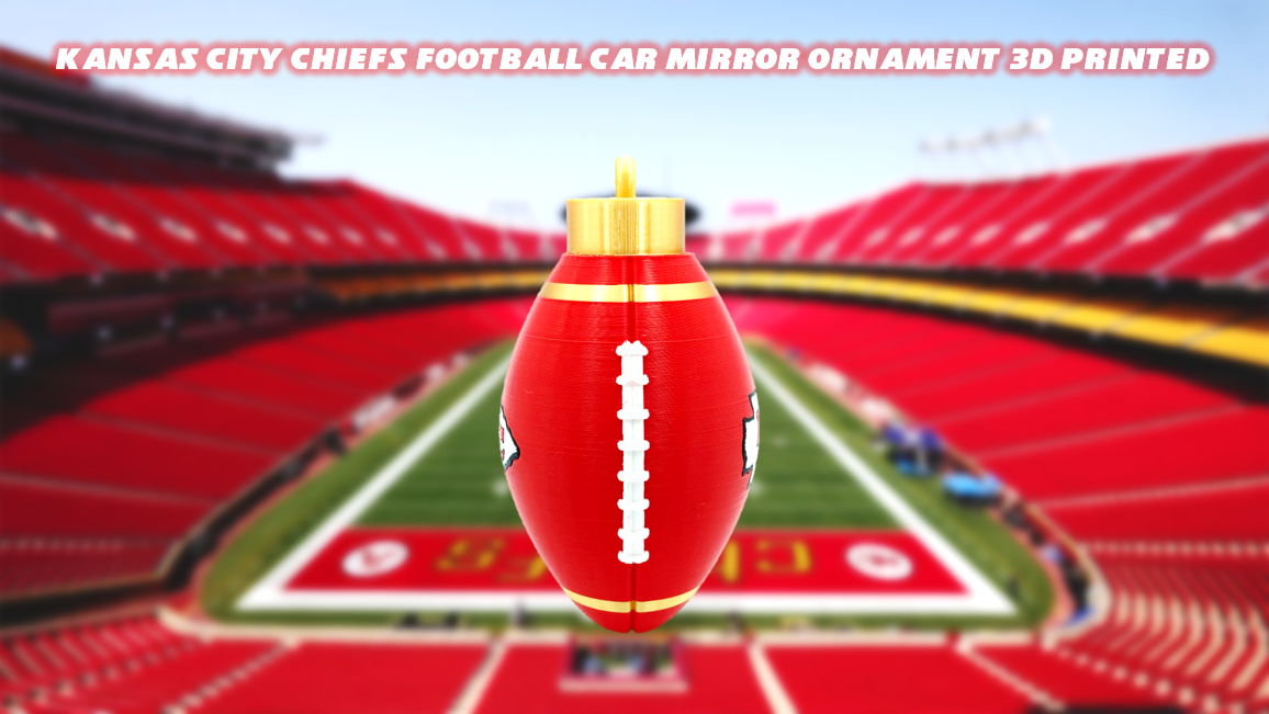 Kansas City Chiefs Football Rearview Mirror Car Ornament 3D Printed