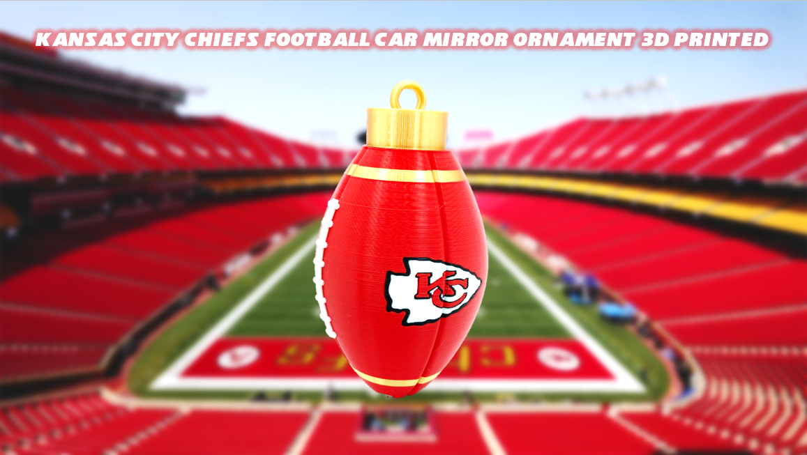 Kansas City Chiefs Football Rearview Mirror Car Ornament 3D Printed