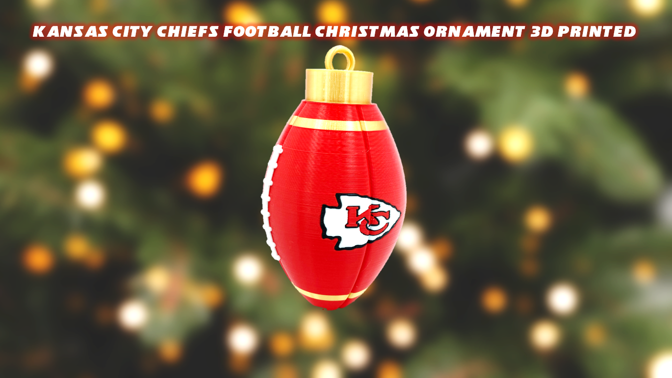 Kansas City Chiefs Football Christmas Ornament 3D Printed