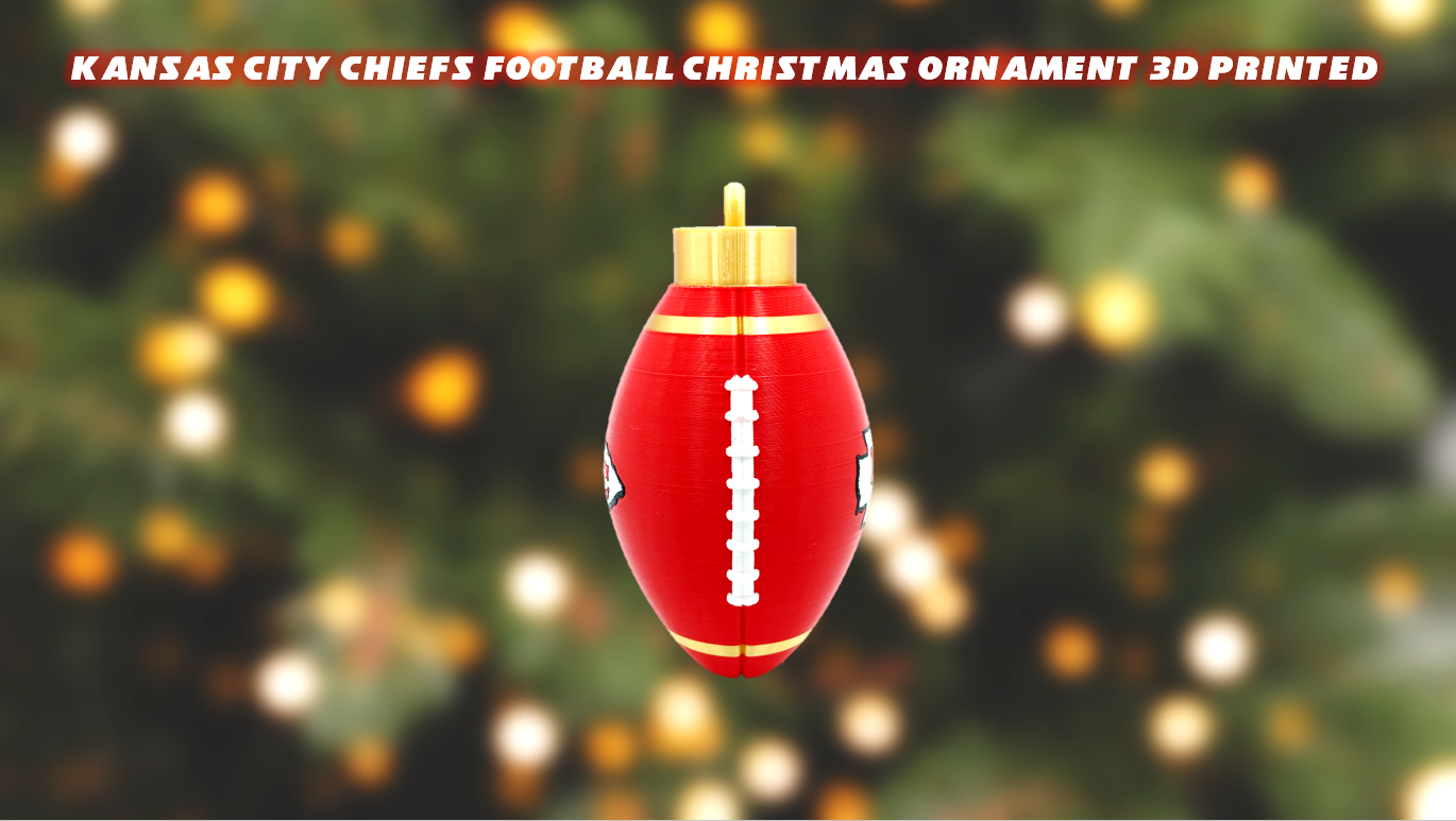 Kansas City Chiefs Football Christmas Ornament 3D Printed