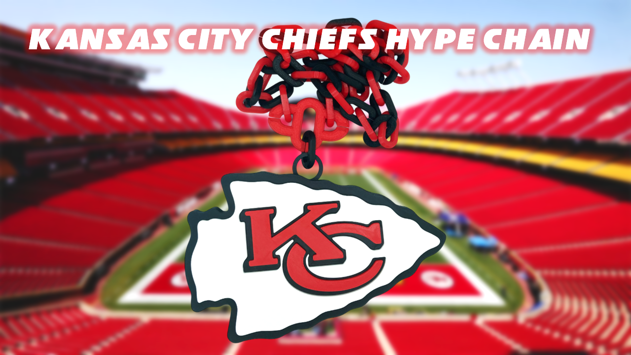 Kansas City Chiefs Logo Hype Chain & Thor's Hammer 3D Printed