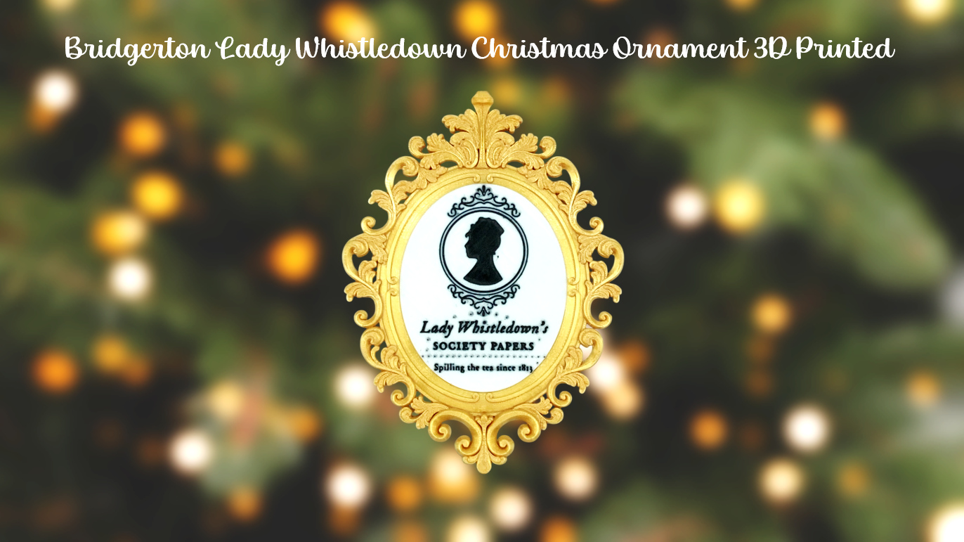 Bridgerton Lady Whistledown Christmas Ornament 3D Printed