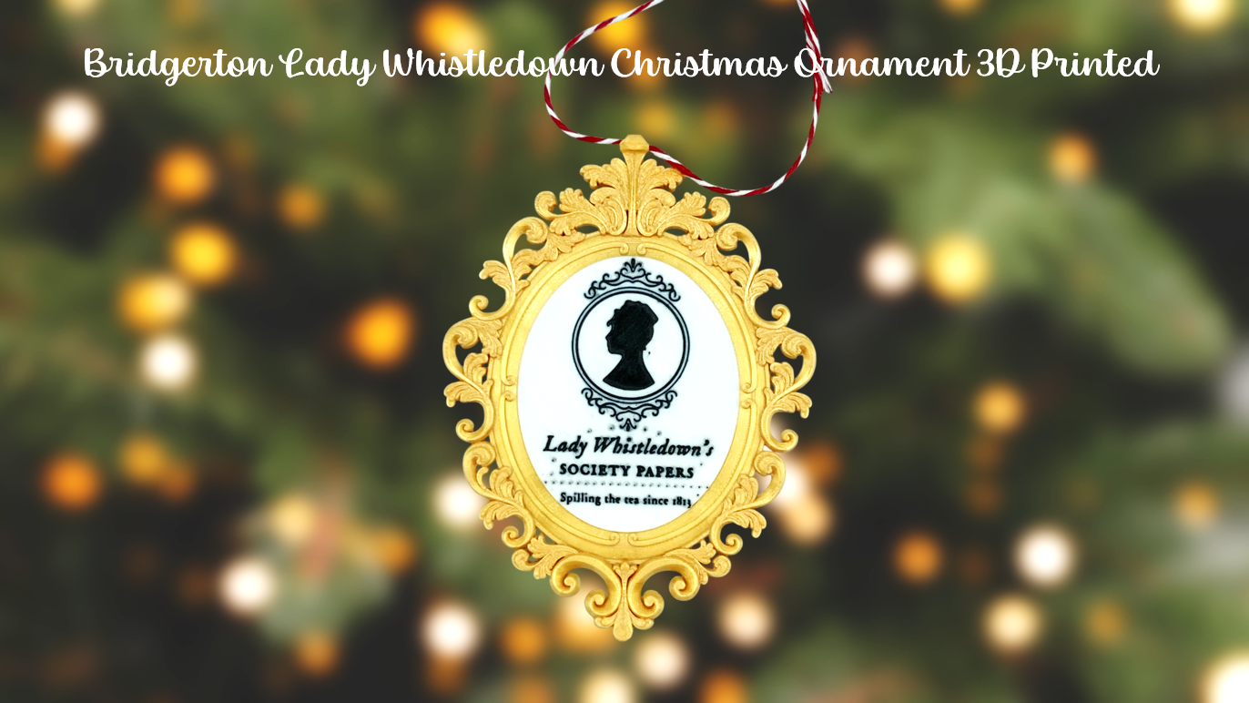 Bridgerton Lady Whistledown Christmas Ornament 3D Printed