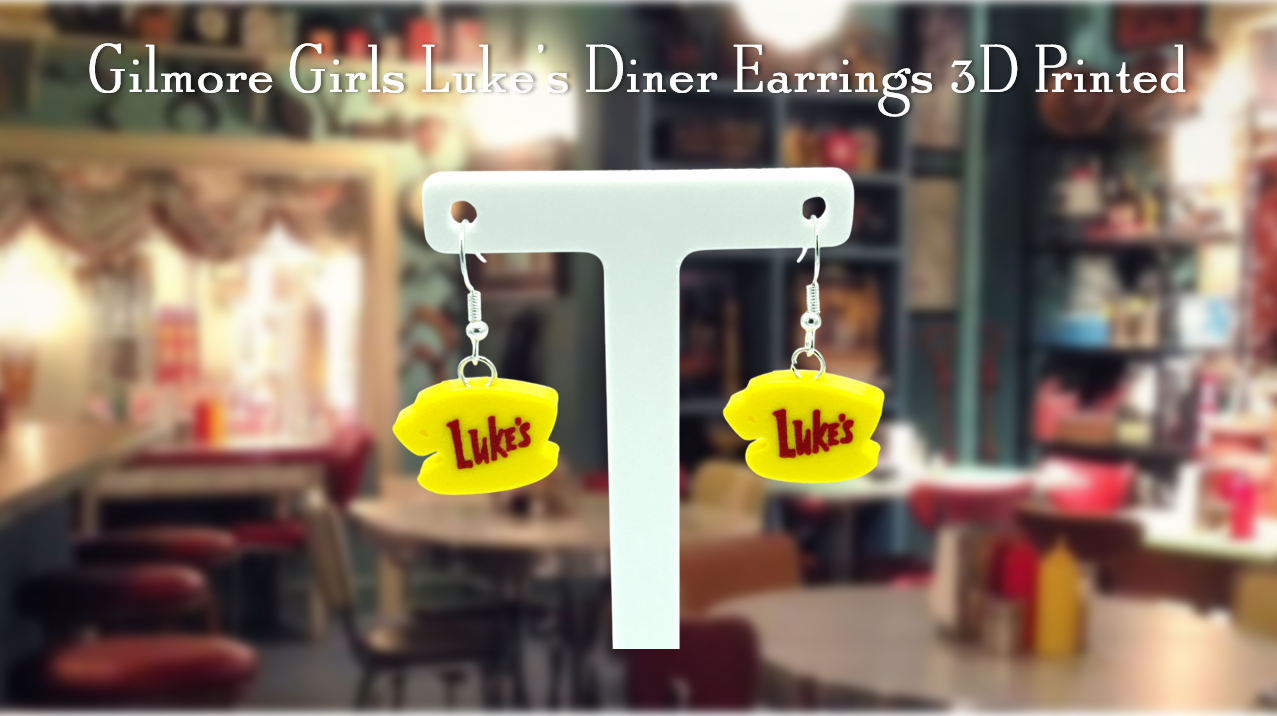 Gilmore Girls Luke's Diner Dangle Drop Earrings 3D Printed