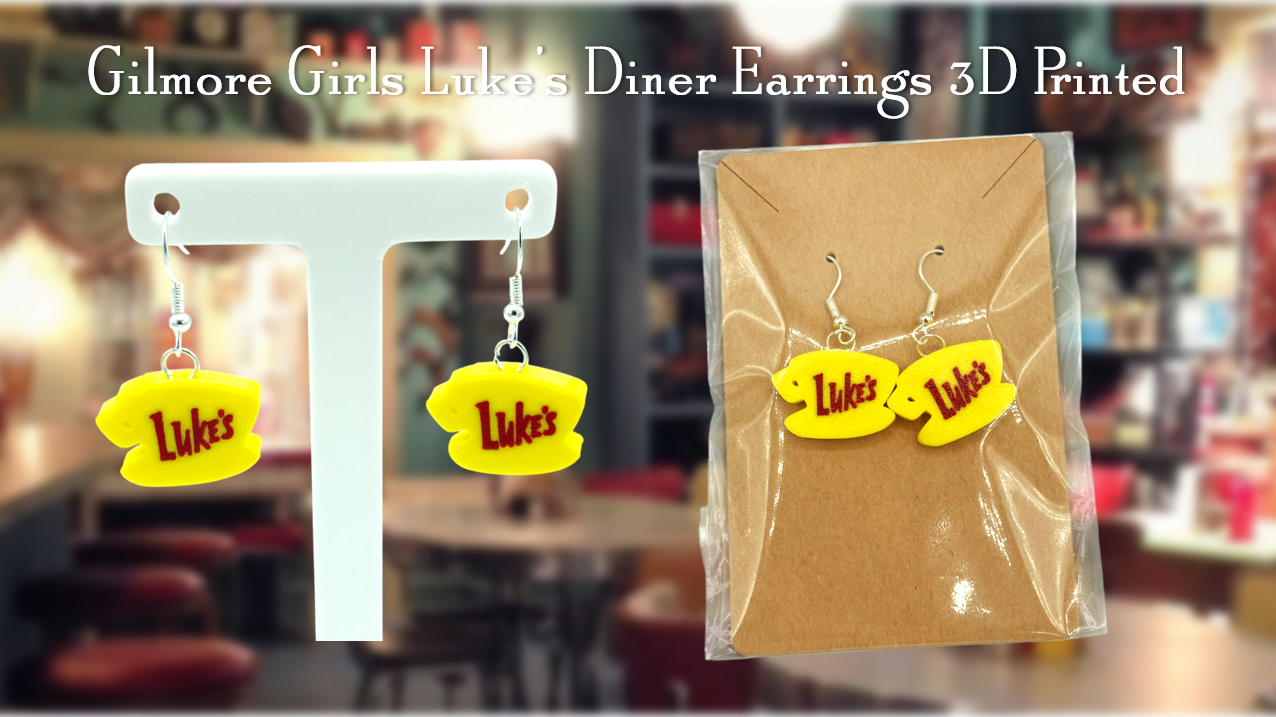 Gilmore Girls Luke's Diner Dangle Drop Earrings 3D Printed
