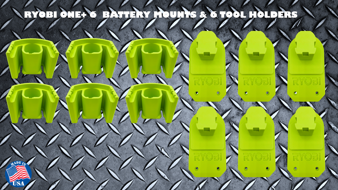 RYOBI ONE+ 6pk Battery Mounts & 6pk Tool Holders