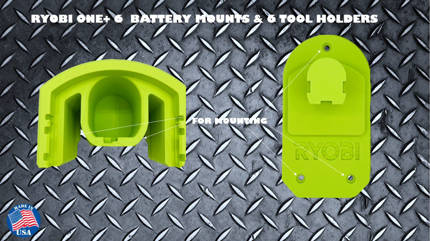 RYOBI ONE+ 6pk Battery Mounts & 6pk Tool Holders
