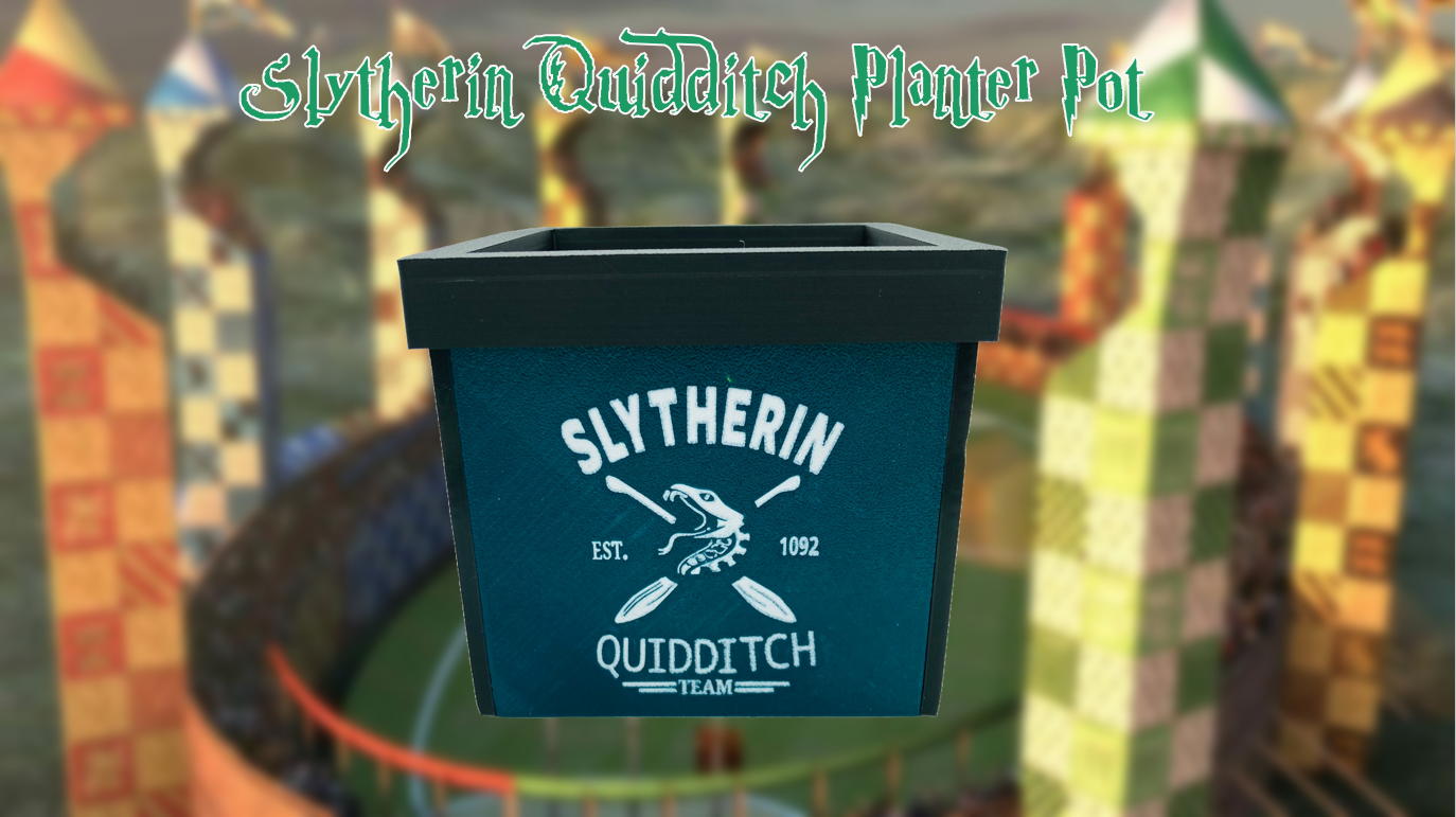 Slytherin Quidditch Team Planter Pot with Drainage Hole 3D Printed