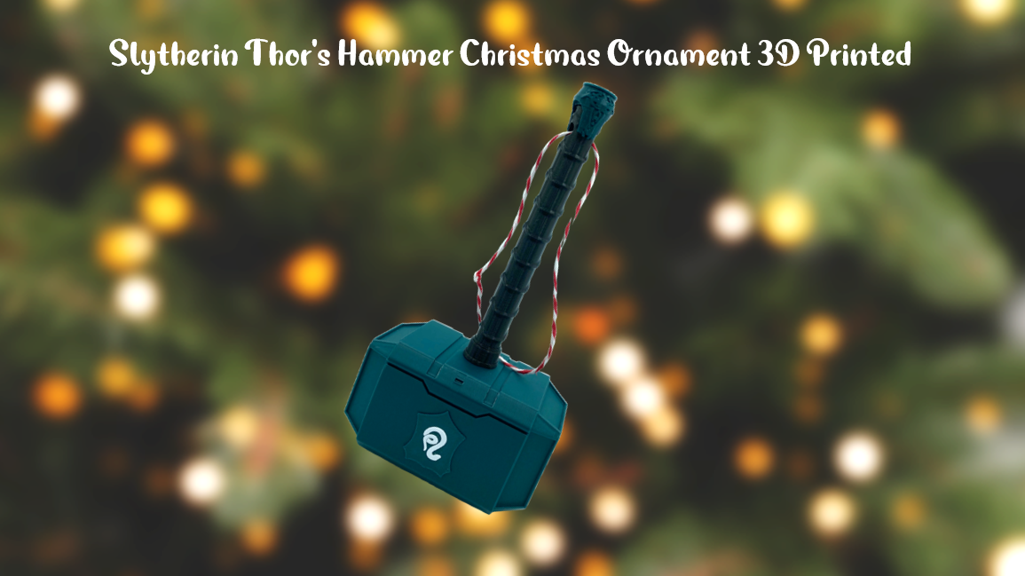 Slytherin Thor's Hammer Christmas Ornament 3D Printed