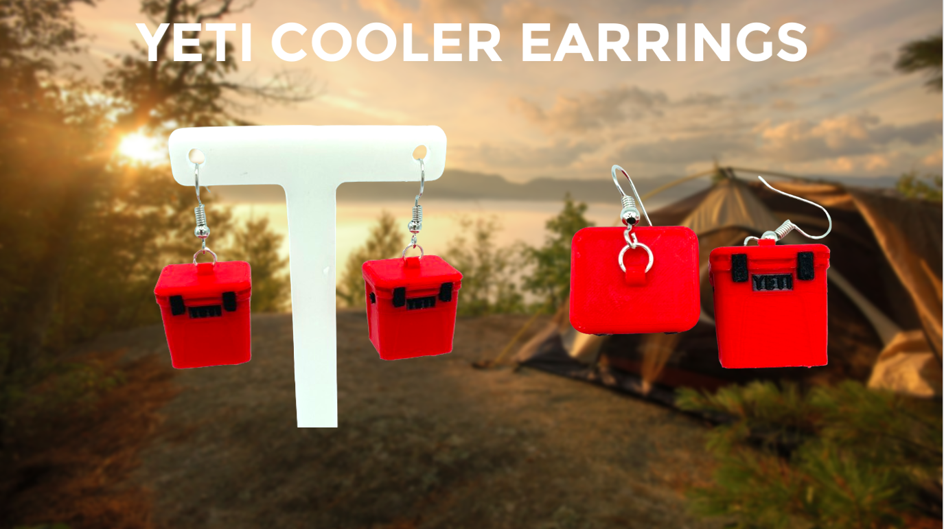 Yeti Cooler Dangle/Drop Earrings 3D Printed