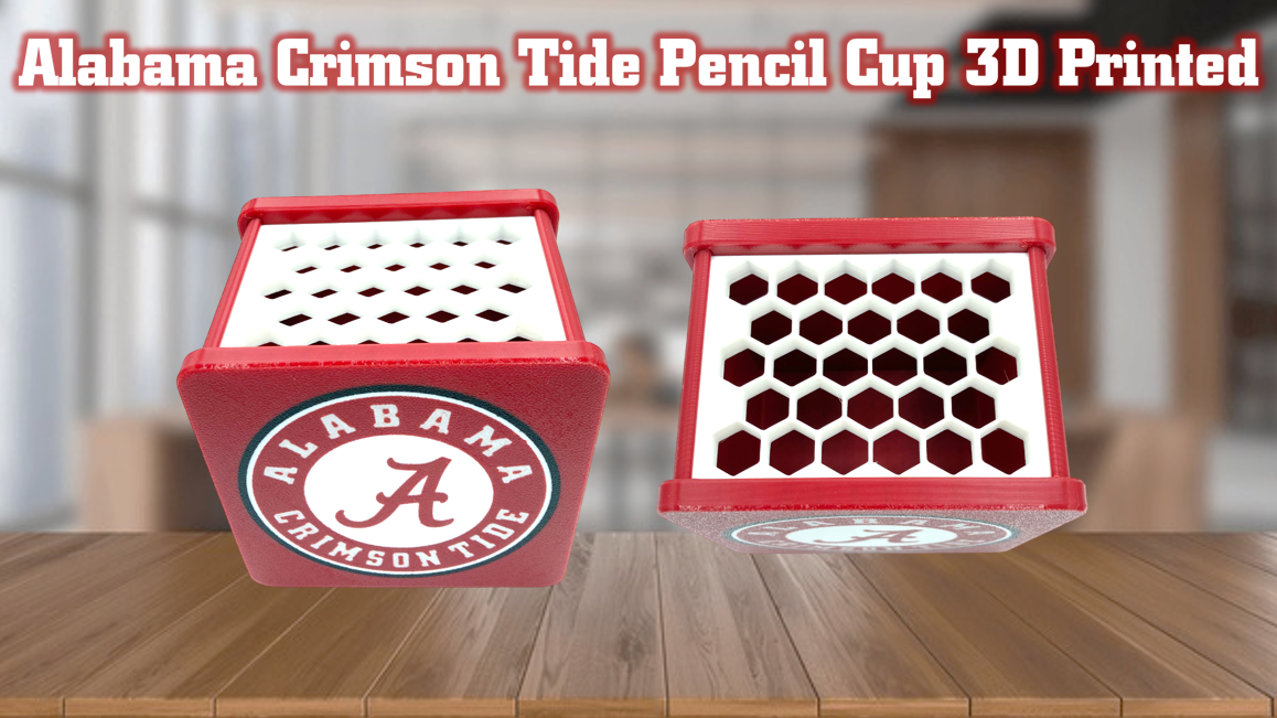 Alabama Crimson Tide Pencil Cup 3D Printed