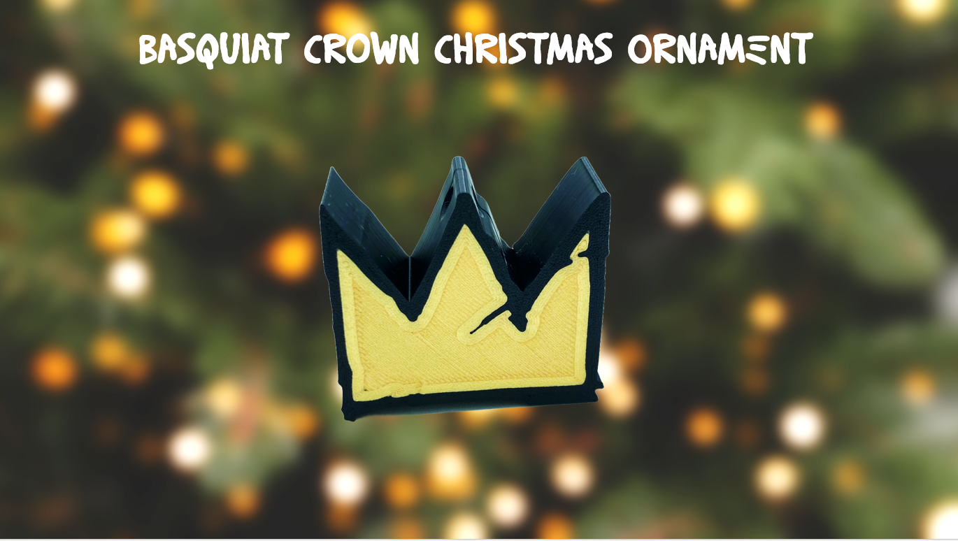 Basquiat Crown Christmas Ornament 3D Printed