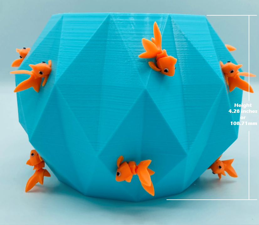 Goldfish Succulent Geometric Planter Pot with Drainage Hole 3D Printed