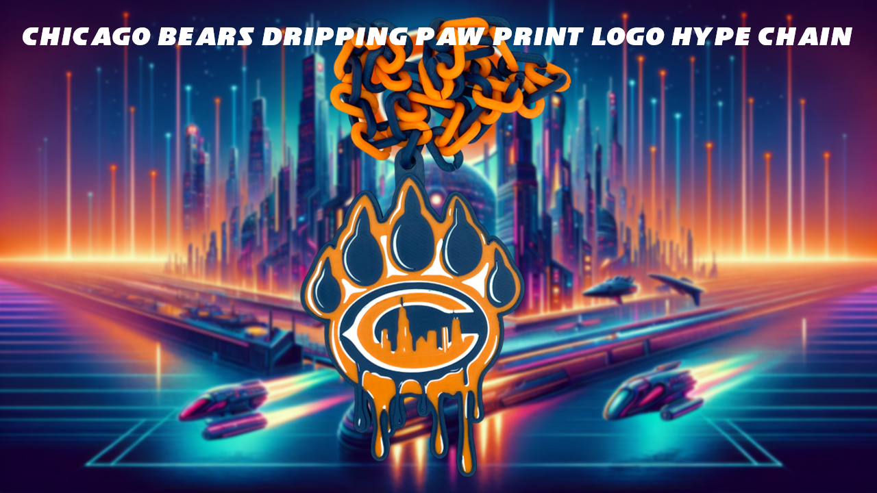 Chicago Bears Dripping Paw Print Logo Hype Chain 3D Printed