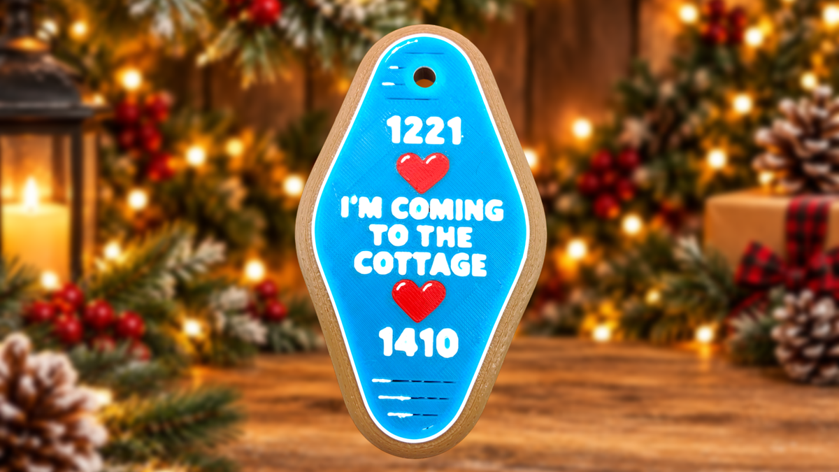 "I'm Coming to the Cottage" Motel Key Christmas Cookie Ornament