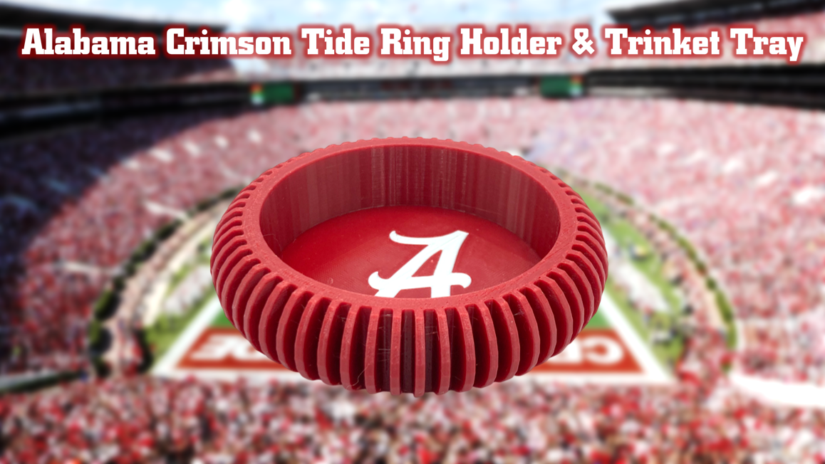 Alabama Crimson Tide Jewelry Dish Trinket Tray & Ring Holder 3D Printed