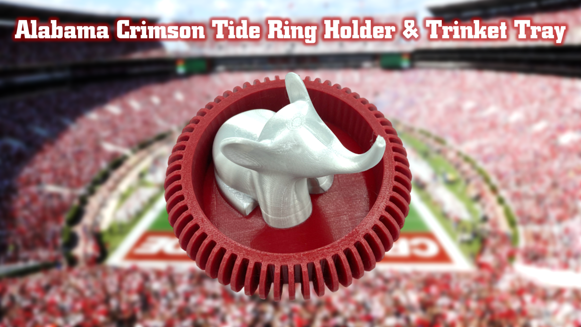 Alabama Crimson Tide Jewelry Dish Trinket Tray & Ring Holder 3D Printed