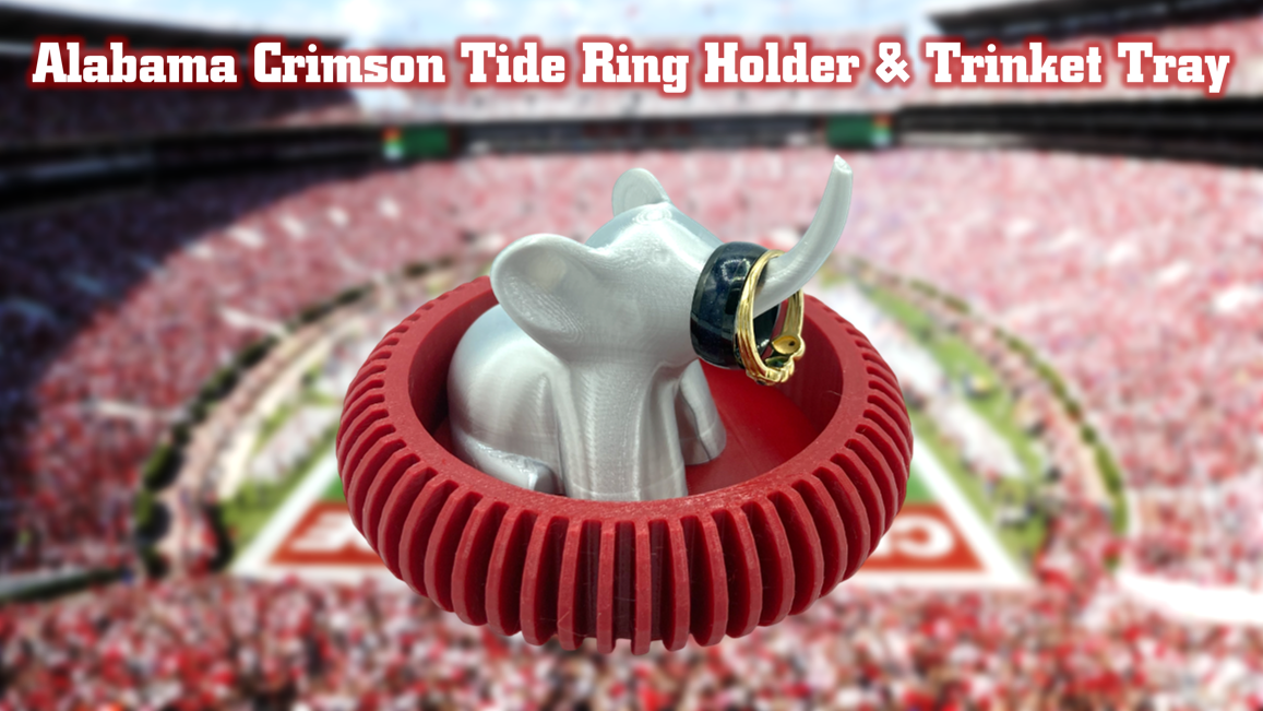 Alabama Crimson Tide Jewelry Dish Trinket Tray & Ring Holder 3D Printed