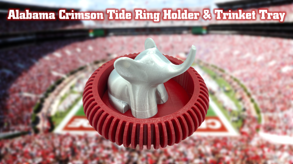 Alabama Crimson Tide Jewelry Dish Trinket Tray & Ring Holder 3D Printed