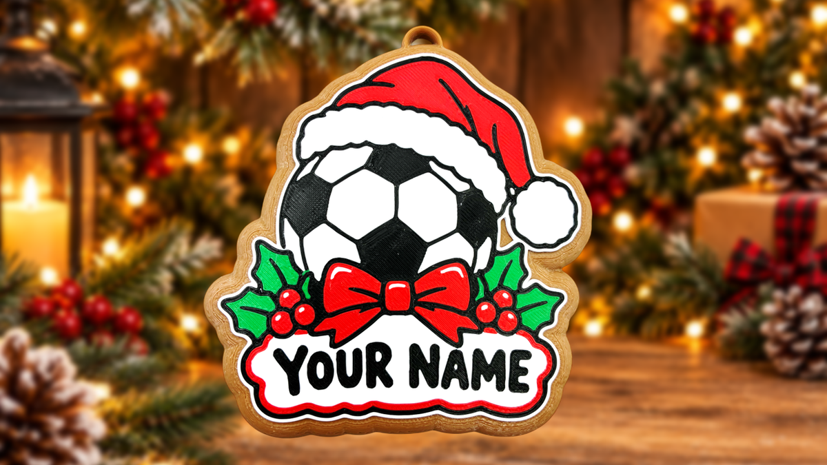 Personalized Soccer Christmas Ornament Custom Name Iced Cookie Style